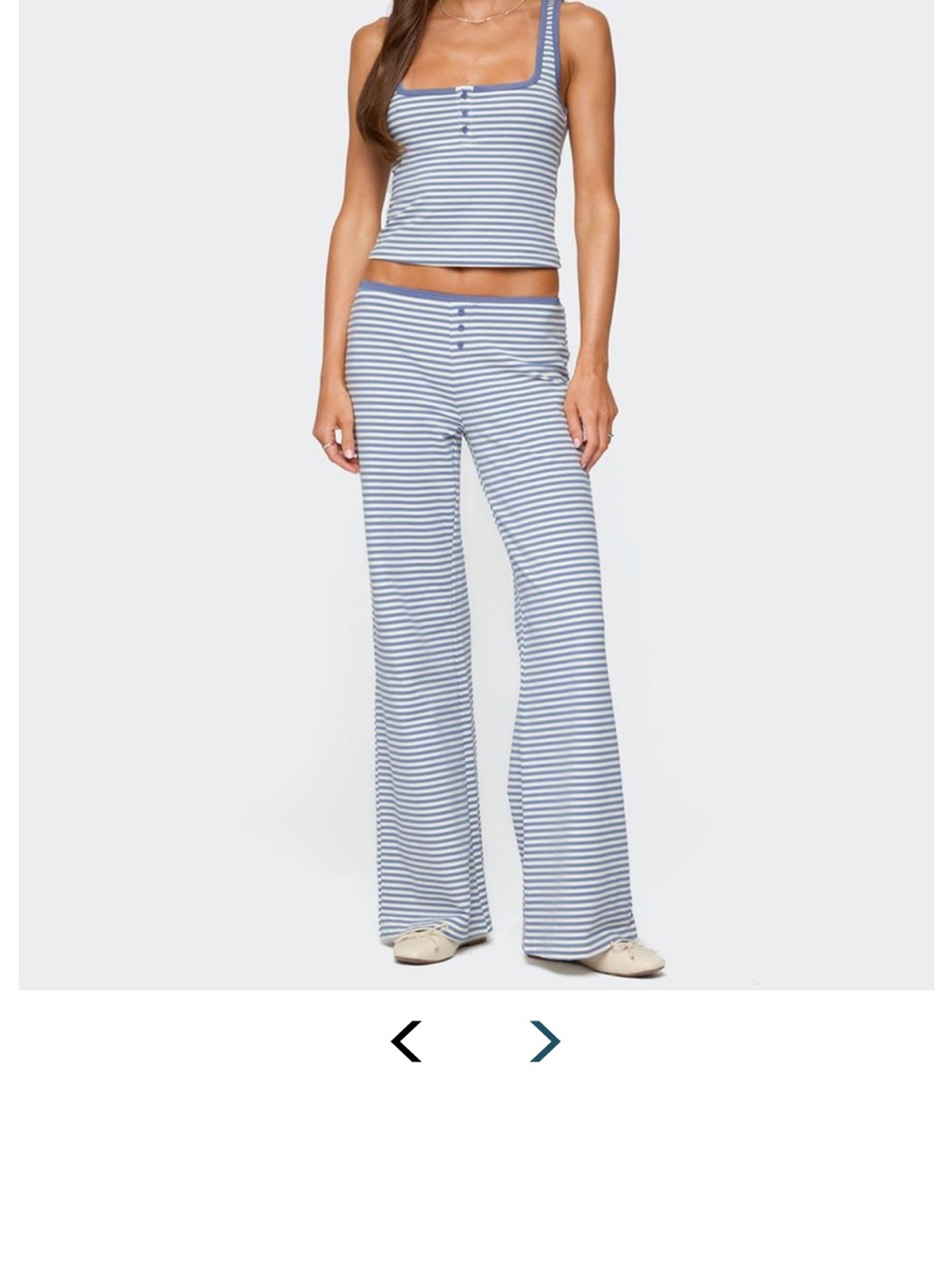 Edikted Blue and White Striped Wide-Leg Pants